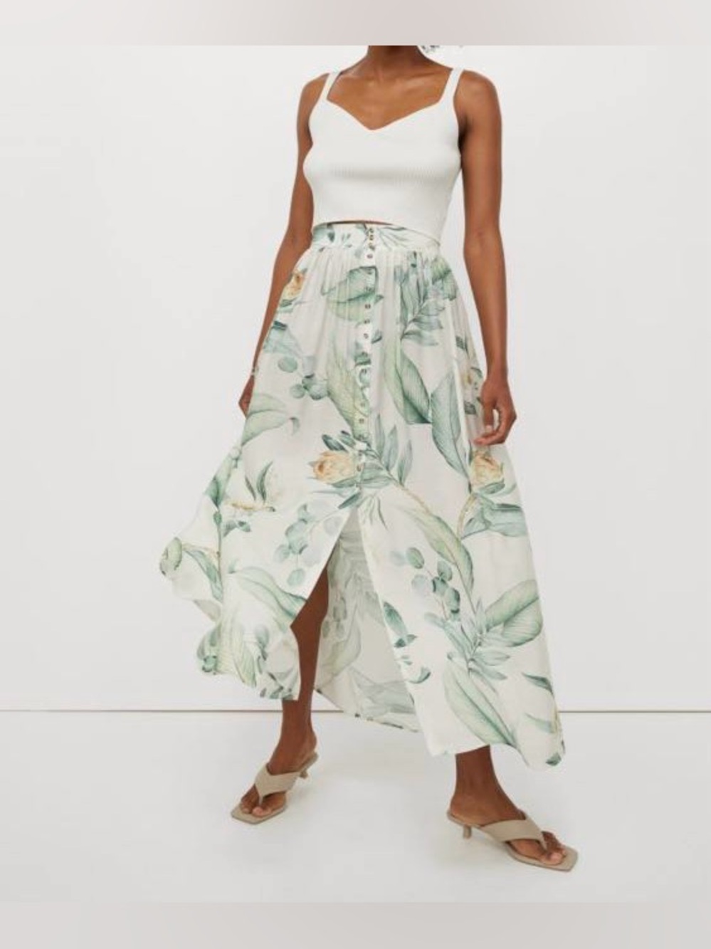 H&M Botanical Buttoned Down Maxi Skirt NWT
